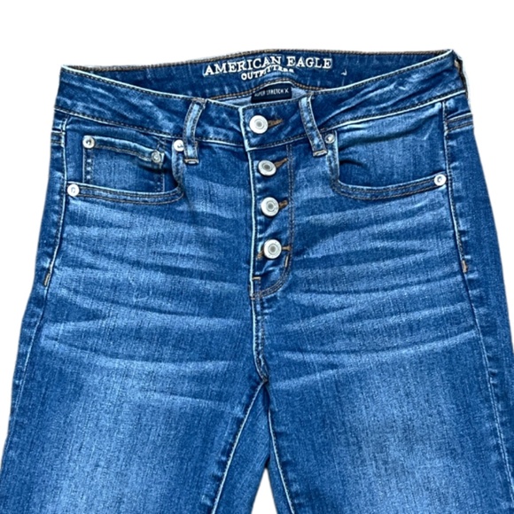 American Eagle Hi-Rise Crop Flare Jeans with a Button-Fly Super Stretch Size 4 - Picture 5 of 13